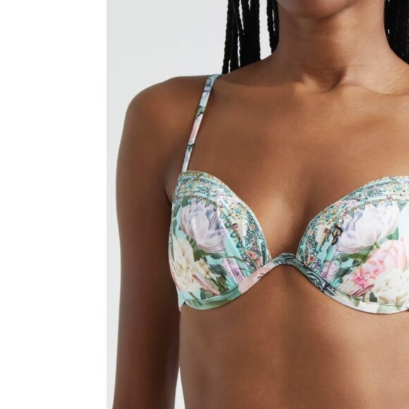 Camilla "Petal Promise Land" Underwire Swimsuit Bikini Top, Pale Aqua Multi - Picture 3 of 4